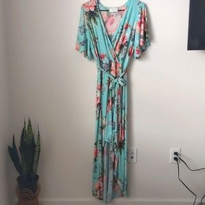 Floral Print Faux Wrap Dress